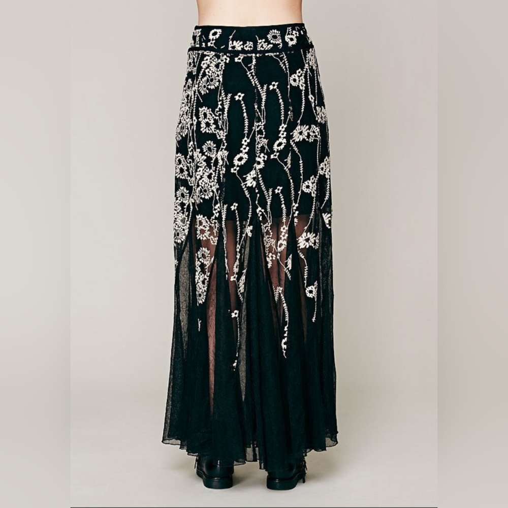 Free People Windswept Mesh Floral Maxi Skirt S